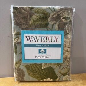 Waverly‎ Garden Glory-Mist Floral Valance 100% Cotton 60x16 Green Cottagecore